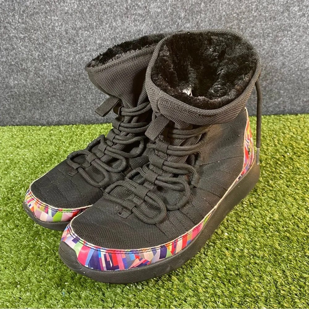 Nike Roshe One High Print GS Boots Youth SZ 6Y Womens SZ 7.5 Black 807744-002